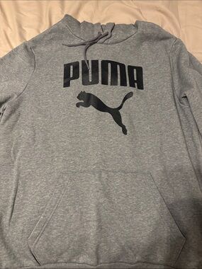 Puma Gray Pullover Hoodie with Black Logo